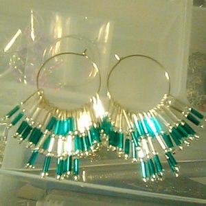 New beaded stainless  steel hoop earrings